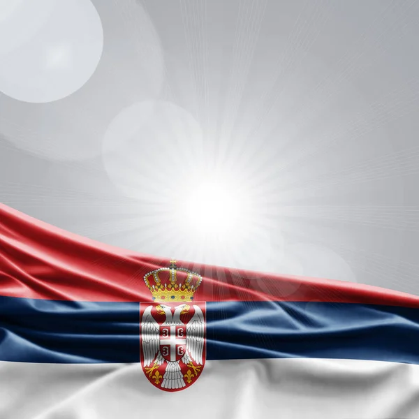 Vlag Van Servië Met Kopie Ruimte Voor Tekst Illustratie — Stockfoto