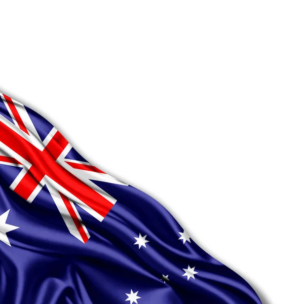 Bandera Australia Con Espacio Copia Para Texto Sobre Fondo Blanco — Foto de Stock