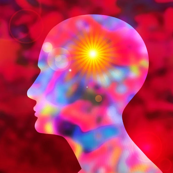 Religious. Human head with sun.  Illustration