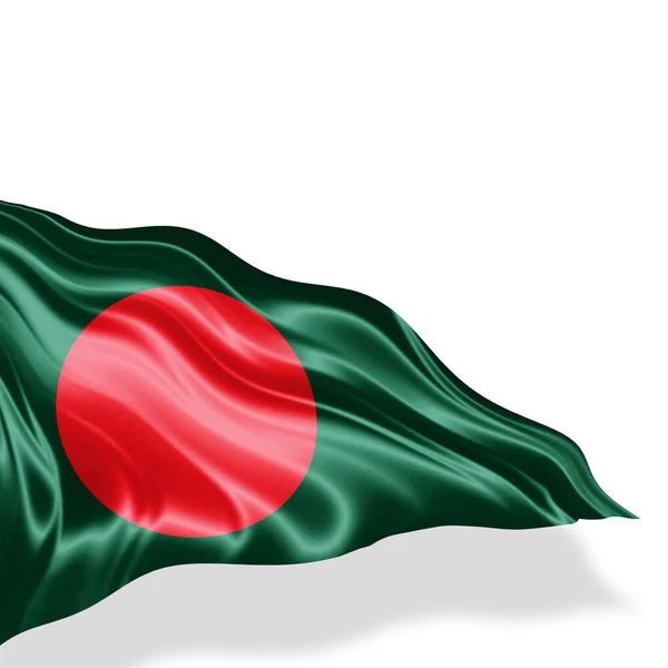 Bandiera Del Bangladesh Con Spazio Copia Del Testo Sfondo Bianco — Foto Stock