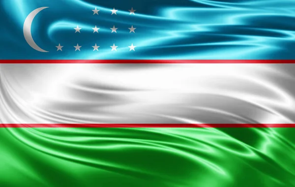 Vlag Van Oezbekistan Met Kopie Ruimte Voor Tekst Illustratie — Stockfoto