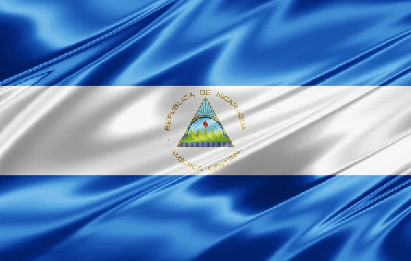 Vlag Van Nicaragua Met Kopie Ruimte Voor Tekst Illustratie — Stockfoto