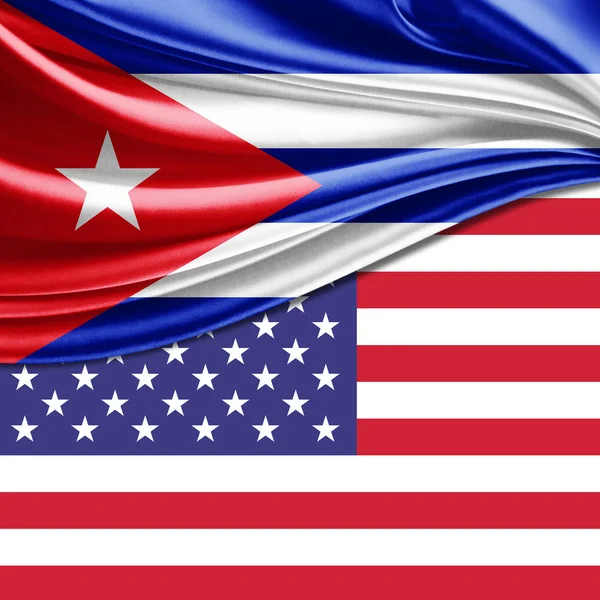 Bandeira Cuba Bandeira Dos Eua Fundo — Fotografia de Stock