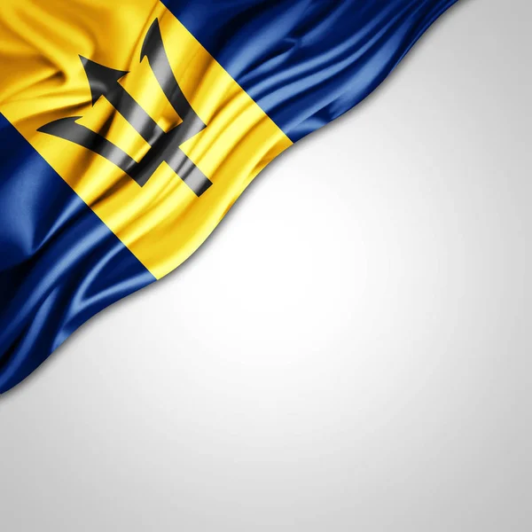 Barbados Flagga Med Kopia Utrymme För Din Text Vit Bakgrund — Stockfoto