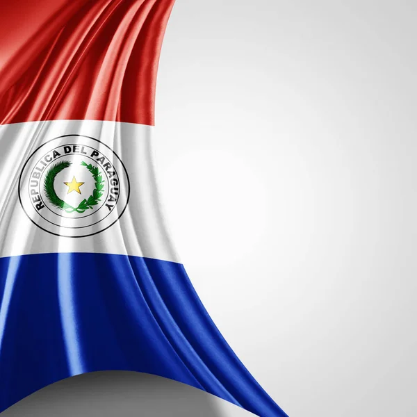 Bandera Paraguay Con Espacio Copia Para Texto Sobre Fondo Blanco —  Fotos de Stock