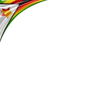 Zimbabve bayrağı kopya alanı metni üzerinde beyaz arka plan - 3d çizim ile    