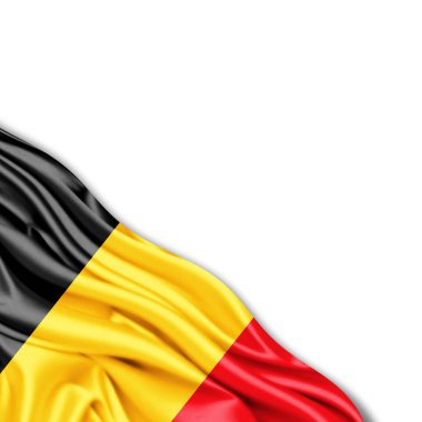 Kopya alanı metninizle beyaz arka plan - 3d çizim için Belçika bayrağı    