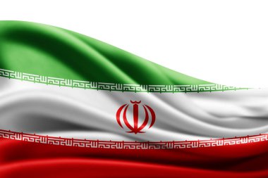 Beyaz arka plan - 3d çizim, metin kopyalama yeri olan İran bayrağı   