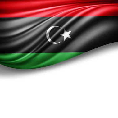 Beyaz arka plan - 3d çizim, metin kopyalama yeri olan Libya bayrağı    