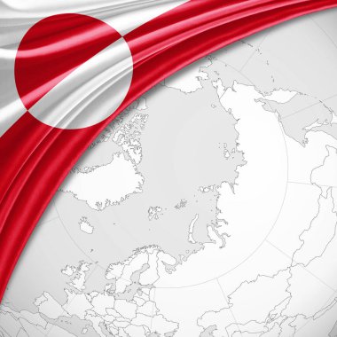 Grönland bayrakla kopya alanı metin - 3d çizim için    