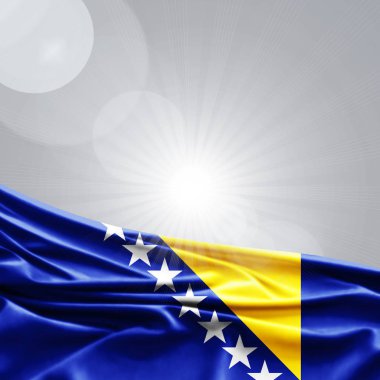 Bosna-Hersek bayrağı ile kopya alanı metin - 3d çizim için    