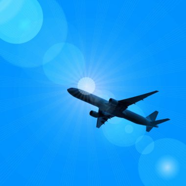 karanlık gökte uçan uçak silueti 