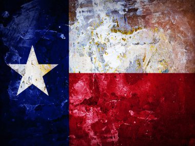  Eski duvar doku - 3d çizim üzerinde boyalı Texas bayrak