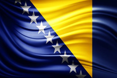 Bosna-Hersek bayrağı ile kopya alanı metin - 3d çizim için    