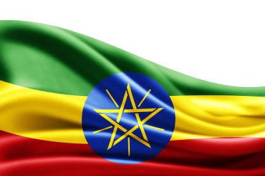 Etiyopya bayrağı kopya alanı metni üzerinde beyaz arka plan - 3d çizim ile    