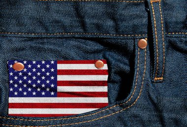 ABD bayrağı üzerinde kot pantolon - 3d resimde arka plan