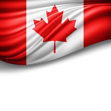 Kanada bayrağı kopya alanı metni üzerinde beyaz arka plan - 3d çizim ile    