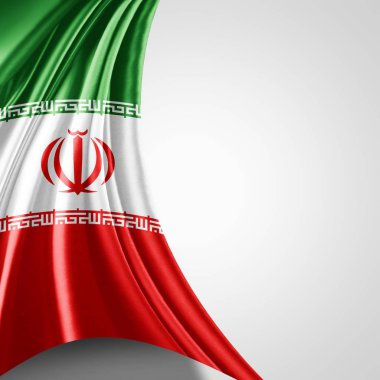 Beyaz arka plan - 3d çizim, metin kopyalama yeri olan İran bayrağı   