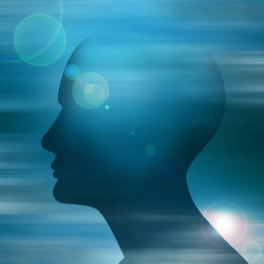 Dini kavramı. Güneş ile insan kafası. İllüstrasyon