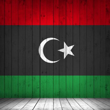 Ahşap arka plan - 3d çizim Libya bayrağı