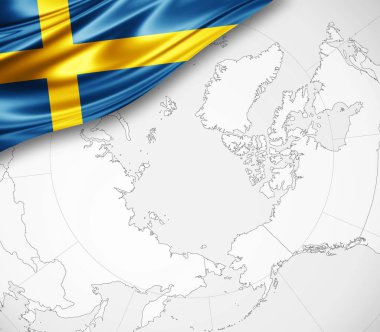 İsveç bayrağı ile kopya alanı metin - 3d çizim için    