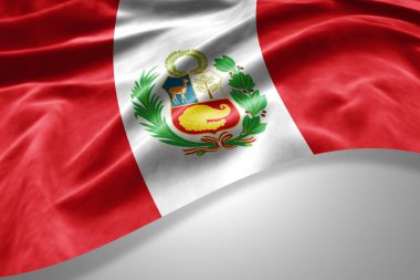 Peru bayrağı kopya alanı metni üzerinde beyaz arka plan - 3d çizim ile    