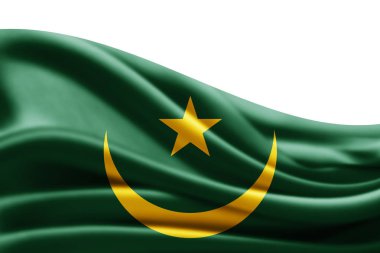 Flag of Mauritania with copy space for your text on  white background - 3D illustration   