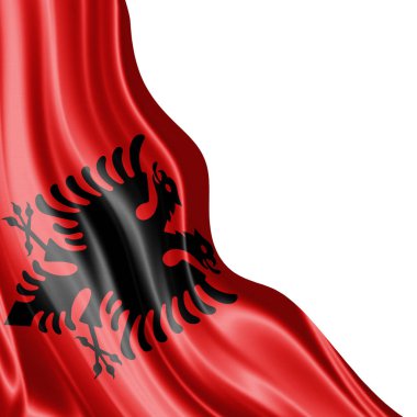 Beyaz arka plan - 3d çizim, metin kopyalama yeri olan Arnavutluk bayrağı   