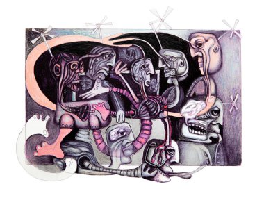 p kavramı tasarım, beyaz duvar arka plan çizim