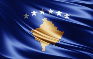 Kosova bayrağı ile kopya alanı metin - 3d çizim için    