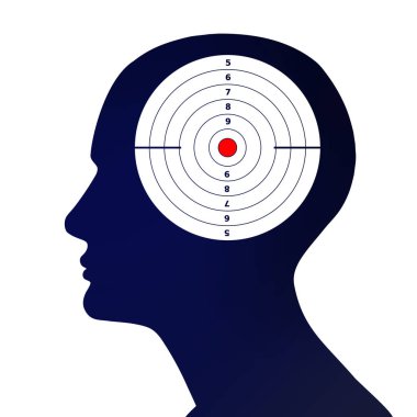  insan kafası ve beyaz arka plan ile hedef