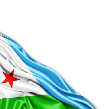Cibuti bayrağı kopya alanı metni üzerinde beyaz arka plan - 3d çizim ile    