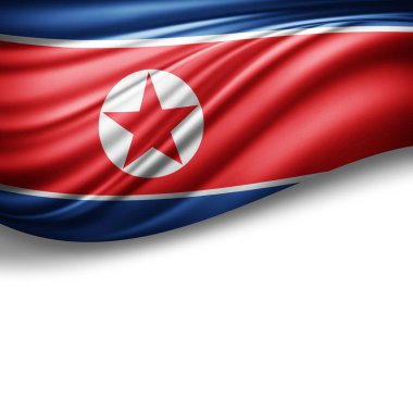 Kuzey Kore bayrağı kopya alanı metni üzerinde beyaz arka plan - 3d çizim ile   