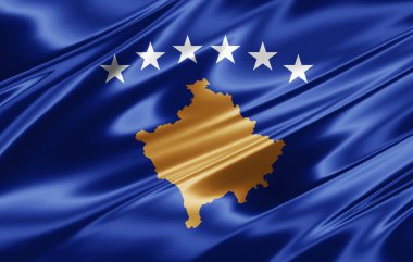 Kosova bayrağı ile kopya alanı metin - 3d çizim için    