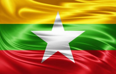 Burma bayrakla kopya alanı metin - 3d çizim için    