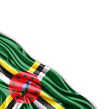 Dominika bayrağı kopya alanı metni üzerinde beyaz arka plan - 3d çizim ile    