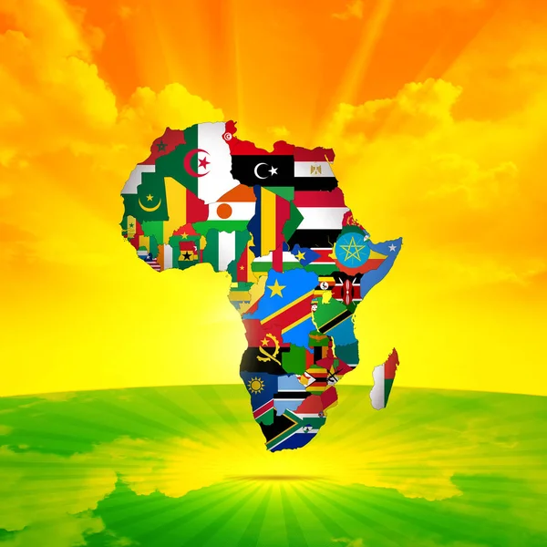 Africa Continent Made Flags Illustration — Stock Photo, Image