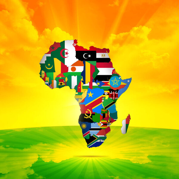 Africa continent made of flags, illustration