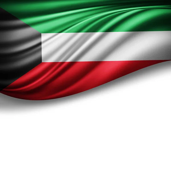 白背景 イラストにテキストのコピー スペースとクウェートの国旗 — ストック写真