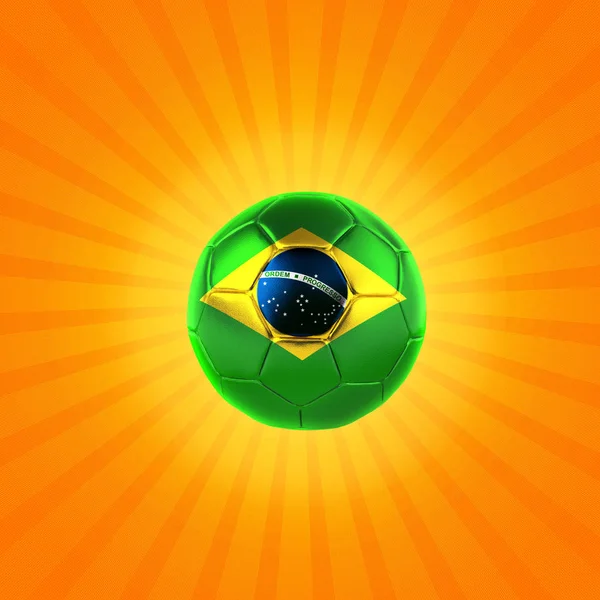 Brasilianische Flagge Auf Fußball Mit Kopierplatz Für Text Oder Bilder — Stockfoto