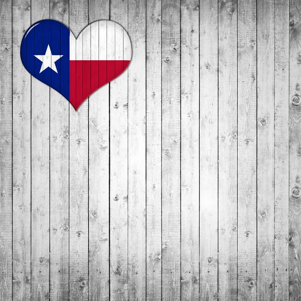 I love Texas, flag, heart and wood, background.