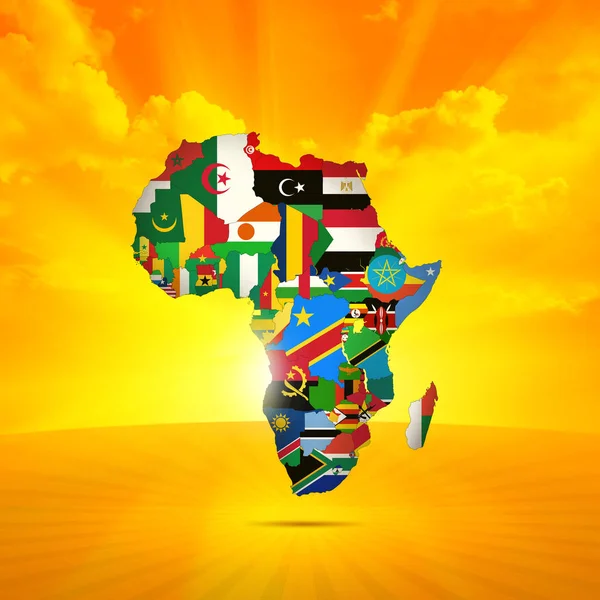 Африканський Континент Зроблений Прапорів Ілюстрація — стокове фото