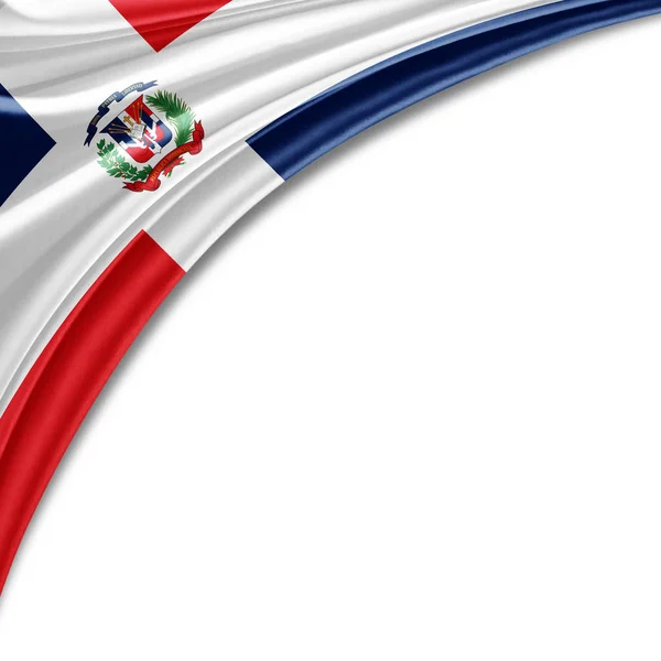 Dominican Flag Silk Copy Space Your Text Images White Background — Stock Photo, Image