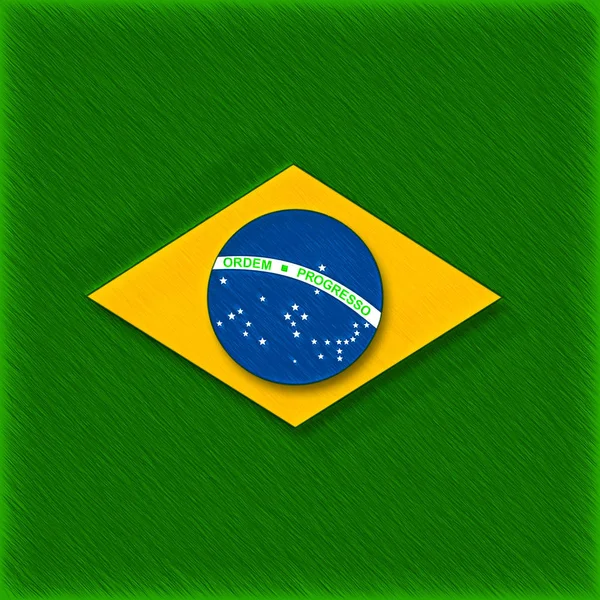 Brasilianische Flagge Und Abstrakter Hintergrund Illustration — Stockfoto