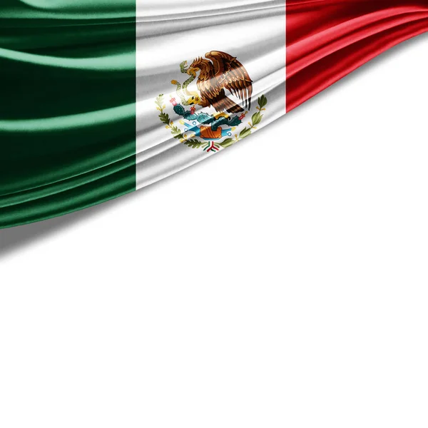 Flaga Meksyku Kopia Miejsce Tekst Białym Tle Ilustracja — Zdjęcie stockowe