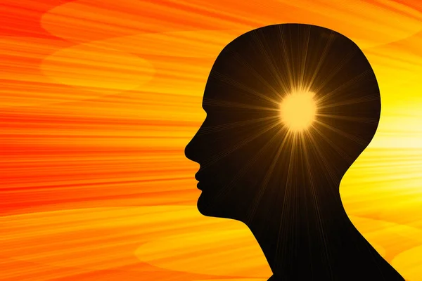 Soyut. Güneş ile insan kafası. İllüstrasyon