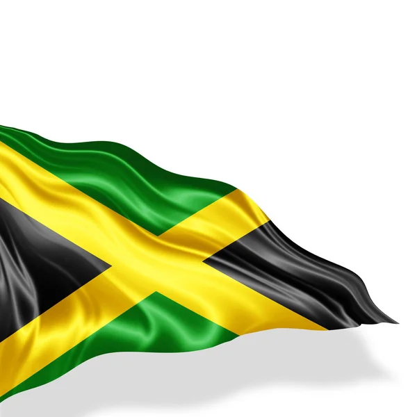 Másol Szöveg Fehér Háttér Ábrán Helyet Jamaica Zászlaja — Stock Fotó