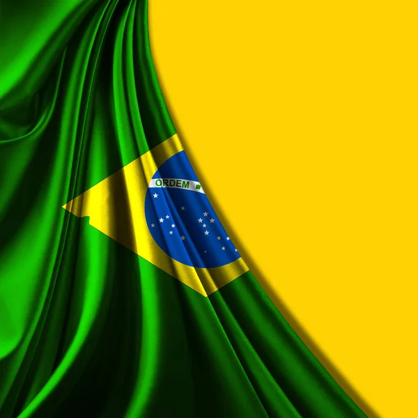 Brasilianische Flagge Aus Seide Mit Copyspace Für Ihre Texte Oder — Stockfoto