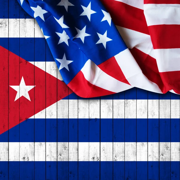 Vlajka Kuby Usa Vlajkami — Stock fotografie