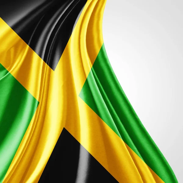 Vlag Van Jamaica Met Kopie Ruimte Voor Tekst Witte Achtergrond — Stockfoto